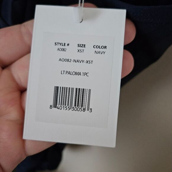 Andie Swim One Piece Bathing Suit LT Paloma Navy Tall Tie Back Neutral Vacation - Picture 11 of 14